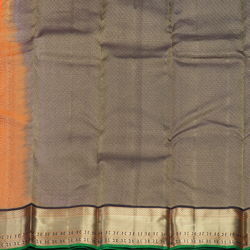 Hayagrivas Handloom Orangish-Pink Kanjivaram Silk Saree with Kanchana Brown Border KBF695G7-8
