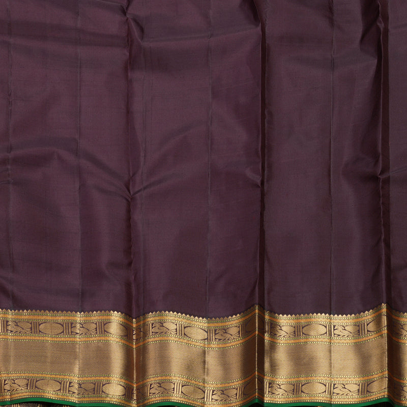 Hayagrivas Handloom Lilac Kanjivaram Silk Saree with Brown Border KBF695G8-5