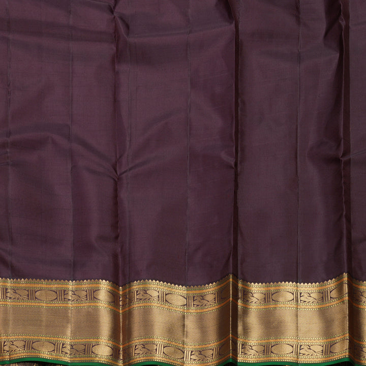 Hayagrivas Handloom Lilac Kanjivaram Silk Saree with Brown Border KBF695G8-5