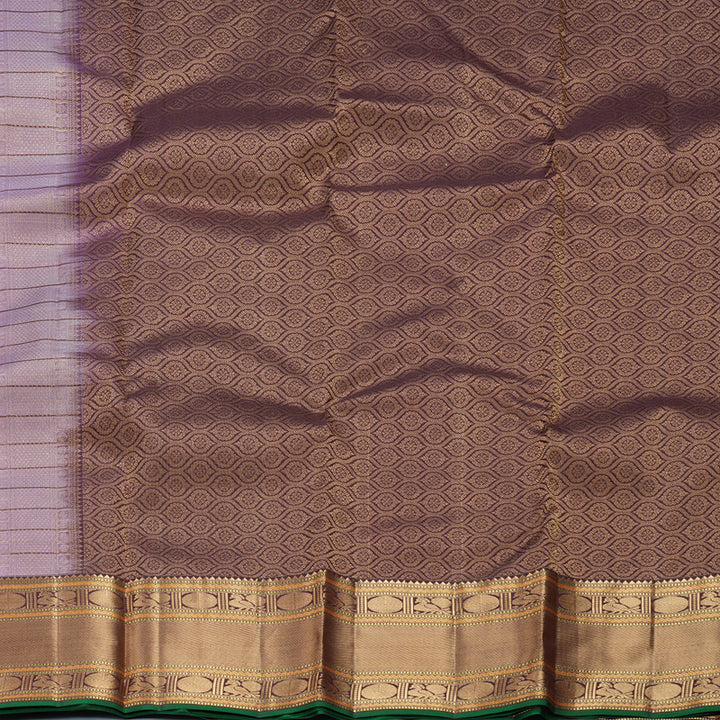 Hayagrivas Handloom Lilac Kanjivaram Silk Saree with Brown Border KBF695G8-5