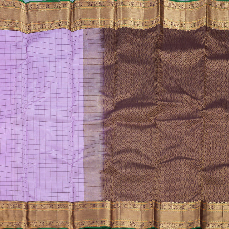 Hayagrivas Handloom Lilac Kanjivaram Silk Saree with Brown Border KBF695G8-5