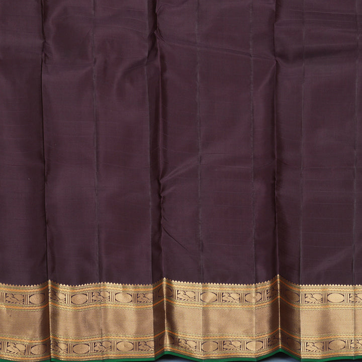 Hayagrivas Handloom Orangish-Pink Kanjivaram Silk Saree with Kanchana Brown Border KBF695G8-6