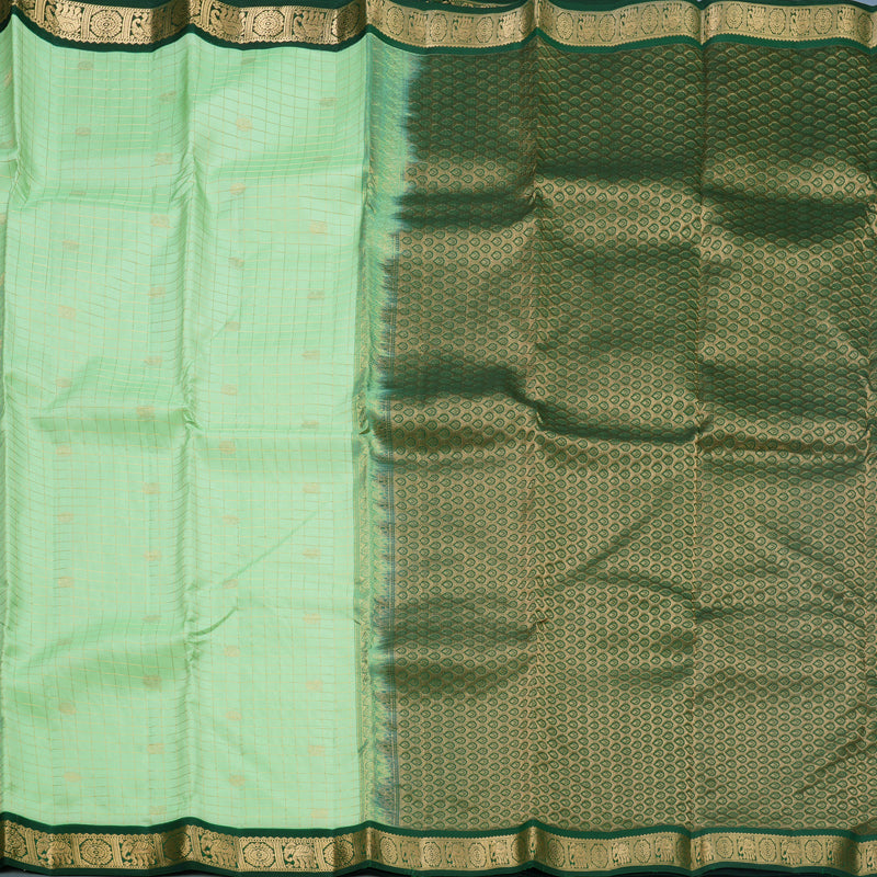 Hayagrivas Handloom Pista Green Kanjivaram Silk Saree with Karum Pachai Border KBF695G9-6