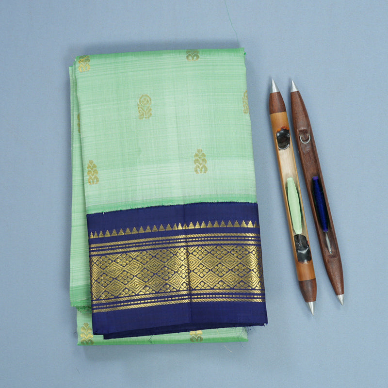 Hayagrivas Pastel Green Pure One-sided border Kanjivaram Silk Saree KBF696G1-1