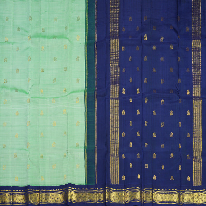 Hayagrivas Pastel Green Pure One-sided border Kanjivaram Silk Saree KBF696G1-1