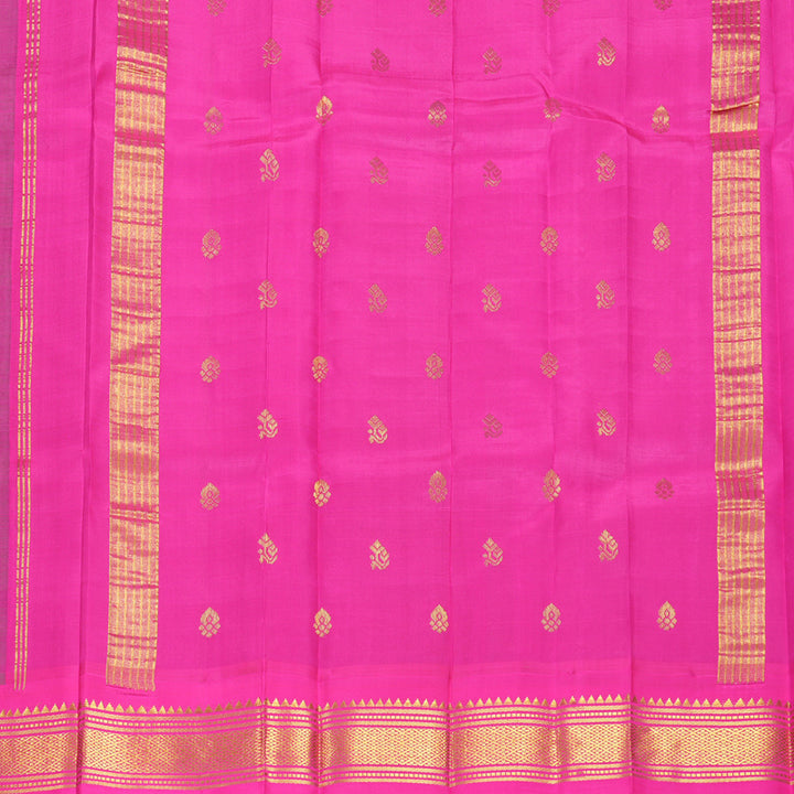 Hayagrivas Fluorescent Green Pure One-sided border Kanjivaram Silk Saree KBF696G1-13