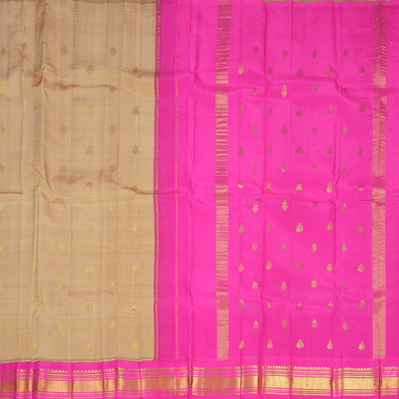 Hayagrivas Khaki Brown Pure One-sided border Kanjivaram Silk Saree KBF696G1-15