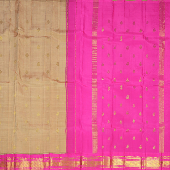 Hayagrivas Khaki Brown Pure One-sided border Kanjivaram Silk Saree KBF696G1-15