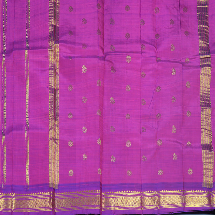Hayagrivas Mild Onion Pink Pure One-sided Border Kanjivaram Silk Saree KBF696G1-18