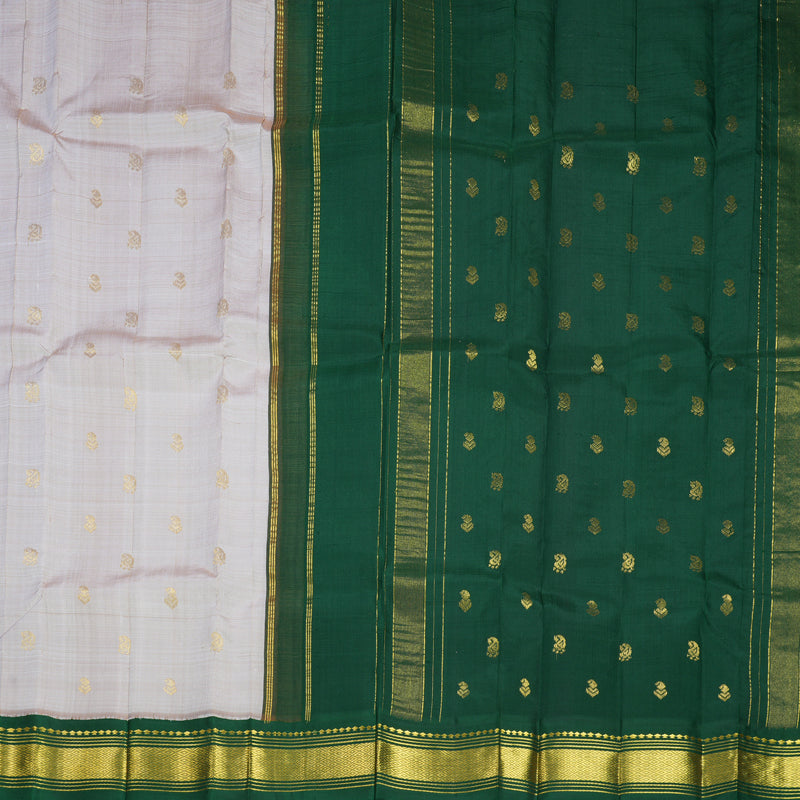 Hayagrivas Greige Pure One-sided border Kanjivaram Silk Saree KBF696G1-22
