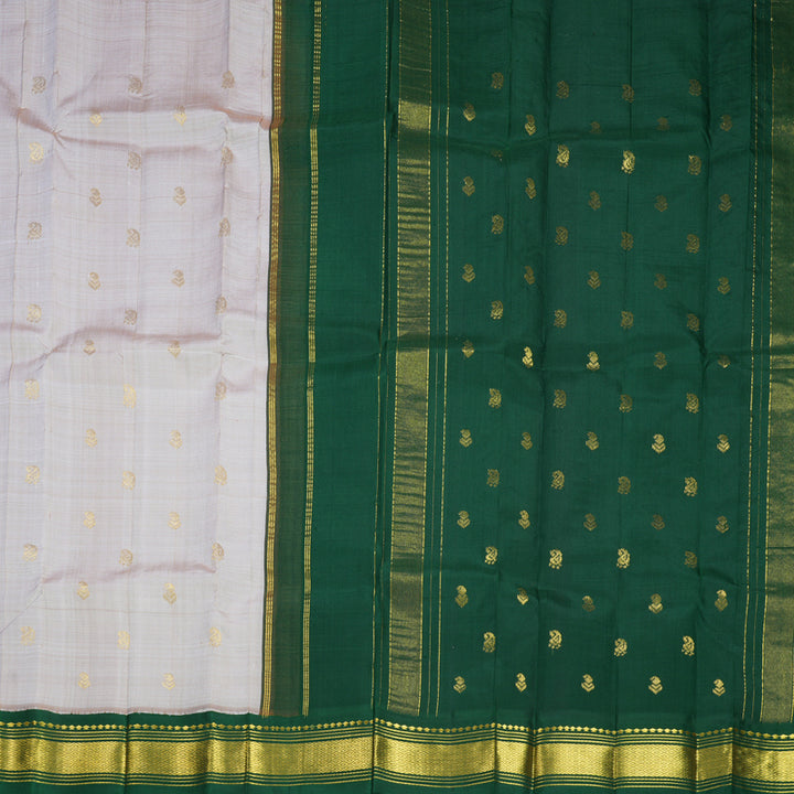 Hayagrivas Greige Pure One-sided border Kanjivaram Silk Saree KBF696G1-22