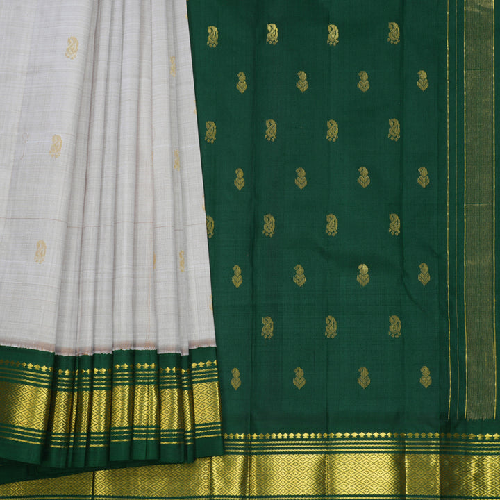 Hayagrivas Greige Pure One-sided border Kanjivaram Silk Saree KBF696G1-22