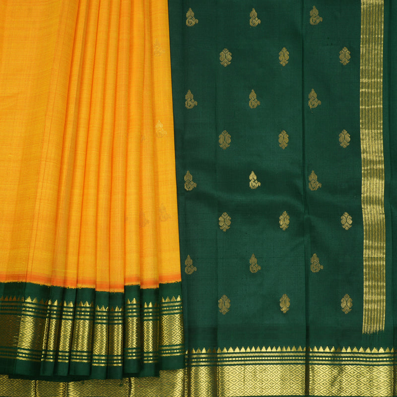 Hayagrivas Mambazham Yellow Pure One-sided border Kanjivaram Silk Saree KBF696G1-25