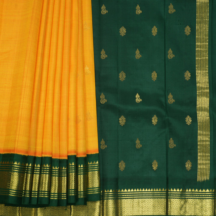 Hayagrivas Mambazham Yellow Pure One-sided border Kanjivaram Silk Saree KBF696G1-25