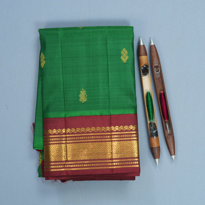 Hayagrivas Green Pure One-sided border Kanjivaram Silk Saree KBF696G1-28