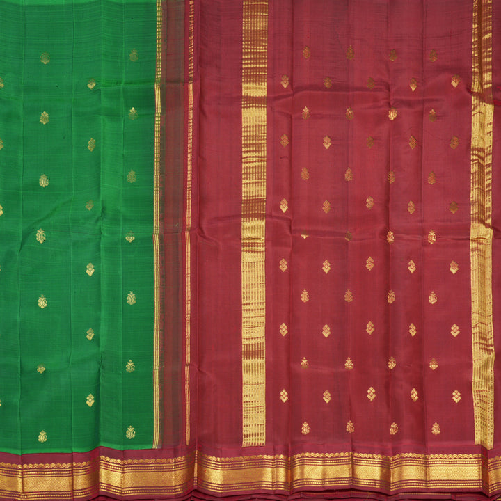 Hayagrivas Green Pure One-sided border Kanjivaram Silk Saree KBF696G1-28