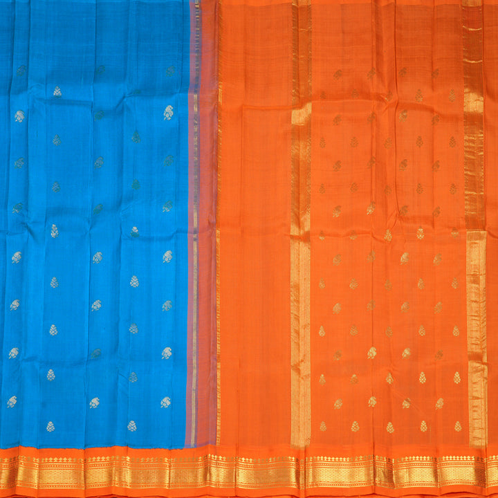 Hayagrivas Ananda Blue Pure One-sided border Kanjivaram Silk Saree KBF696G1-30