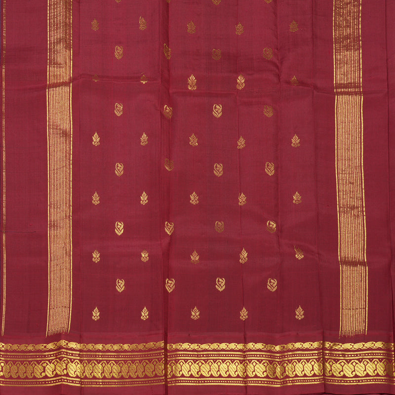 Hayagrivas Peacock Green Pure One-sided border Kanjivaram Silk Saree KBF696G1-31