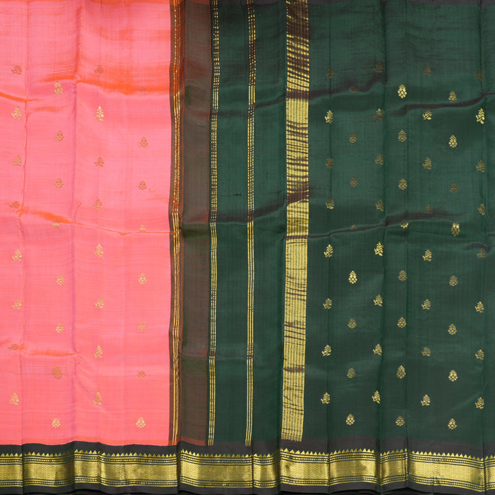 Hayagrivas Kanakambaram Pink Pure One-sided Border Kanjivaram Silk Saree KBF696G1-36