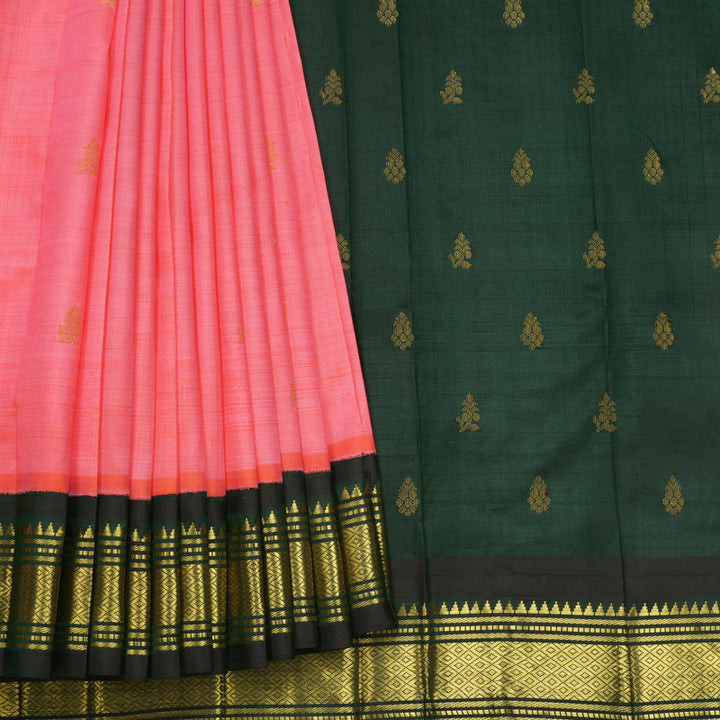 Hayagrivas Kanakambaram Pink Pure One-sided Border Kanjivaram Silk Saree KBF696G1-36