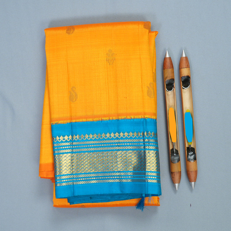 Hayagrivas Mambazham Orange Pure One-sided border Kanjivaram Silk Saree KBF696G1-37