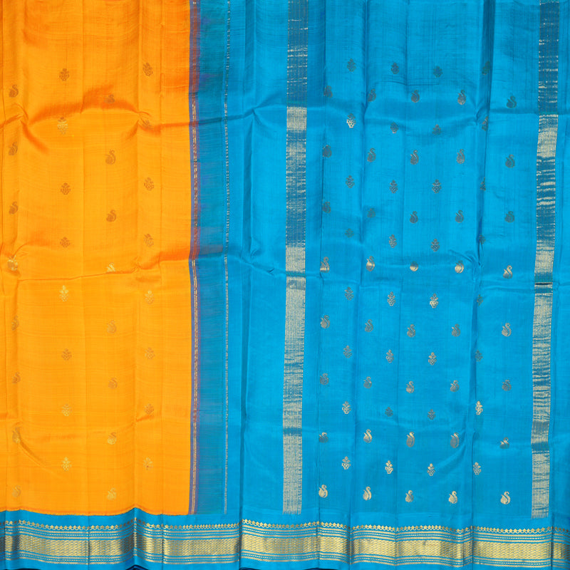 Hayagrivas Mambazham Orange Pure One-sided border Kanjivaram Silk Saree KBF696G1-37