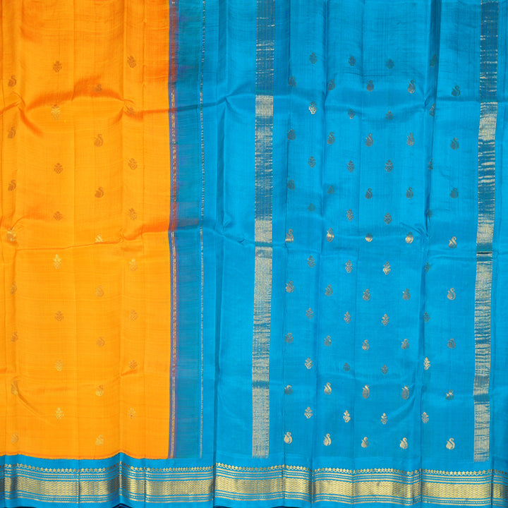 Hayagrivas Mambazham Orange Pure One-sided border Kanjivaram Silk Saree KBF696G1-37