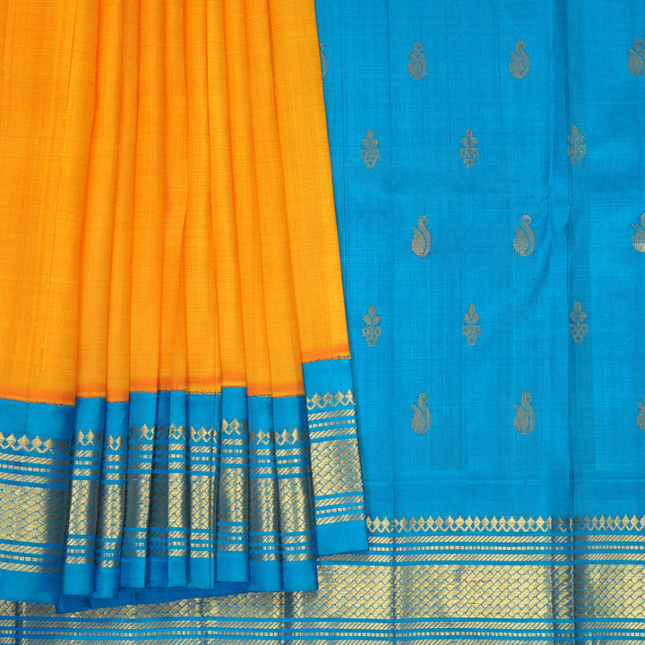 Hayagrivas Mambazham Orange Pure One-sided border Kanjivaram Silk Saree KBF696G1-37