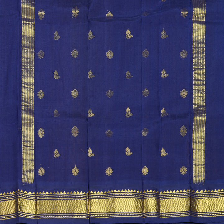 Hayagrivas Mustard Yellow Pure One-sided border Kanjivaram Silk Saree KBF696G1-40