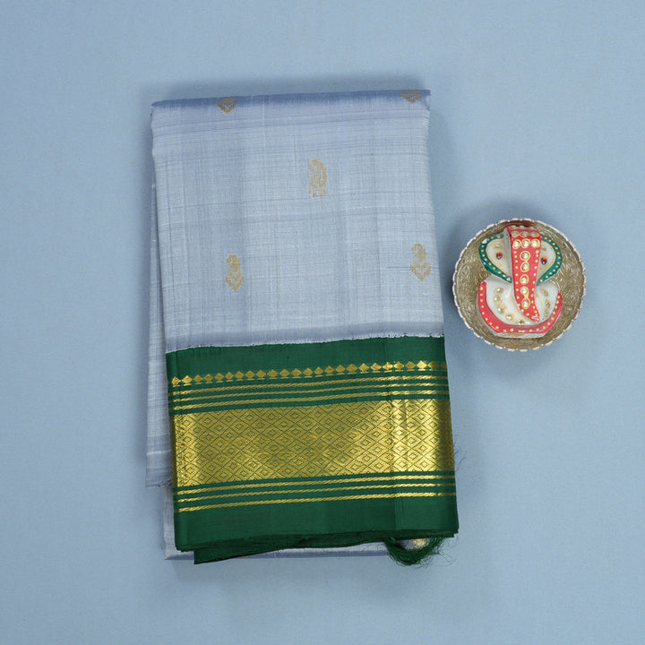 Hayagrivas Grey Pure One-sided border Kanjivaram Silk Saree KBF696G1-46