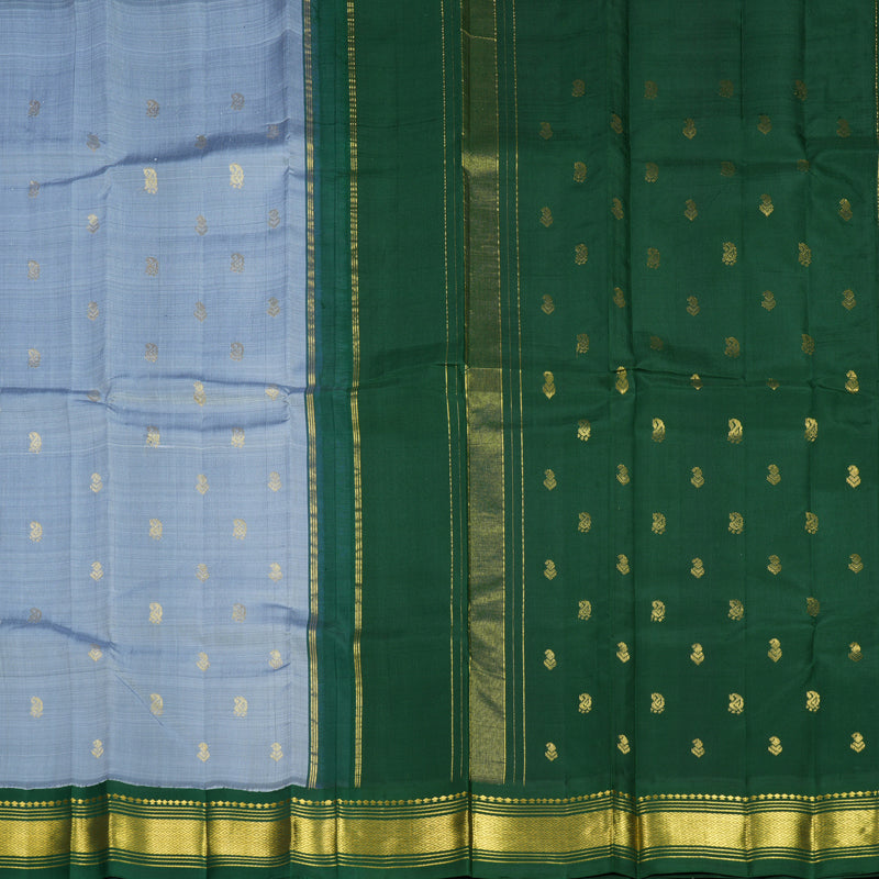 Hayagrivas Grey Pure One-sided border Kanjivaram Silk Saree KBF696G1-46