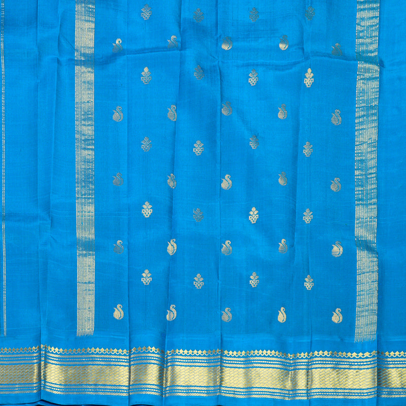 Hayagrivas Orange Pure One-sided border Kanjivaram Silk Saree KBF696G1-49