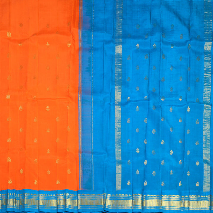 Hayagrivas Orange Pure One-sided border Kanjivaram Silk Saree KBF696G1-49
