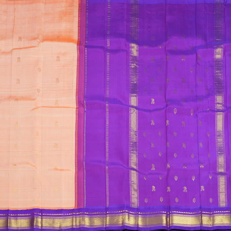 Hayagrivas Peach Orange Pure One-sided border Kanjivaram Silk Saree KBF696G1-53