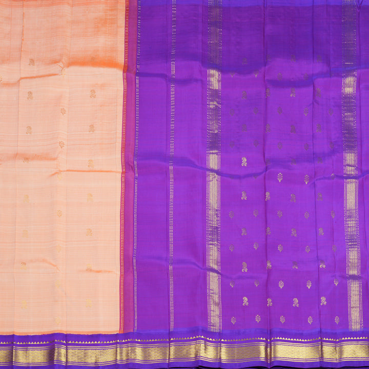 Hayagrivas Peach Orange Pure One-sided border Kanjivaram Silk Saree KBF696G1-53