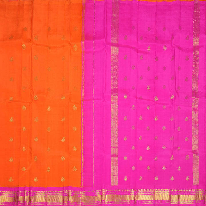 Hayagrivas Fanta Orange Pure One-sided Border Kanjivaram Silk Saree KBF696G1-55