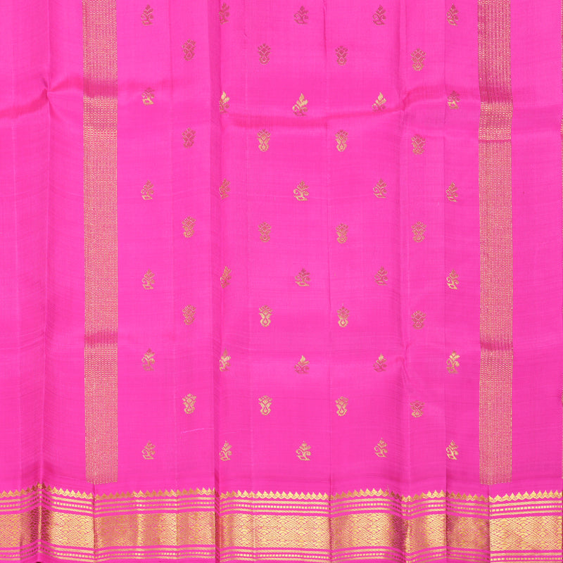 Hayagrivas Fluorescent Green Pure One-sided border Kanjivaram Silk Saree KBF696G1-56