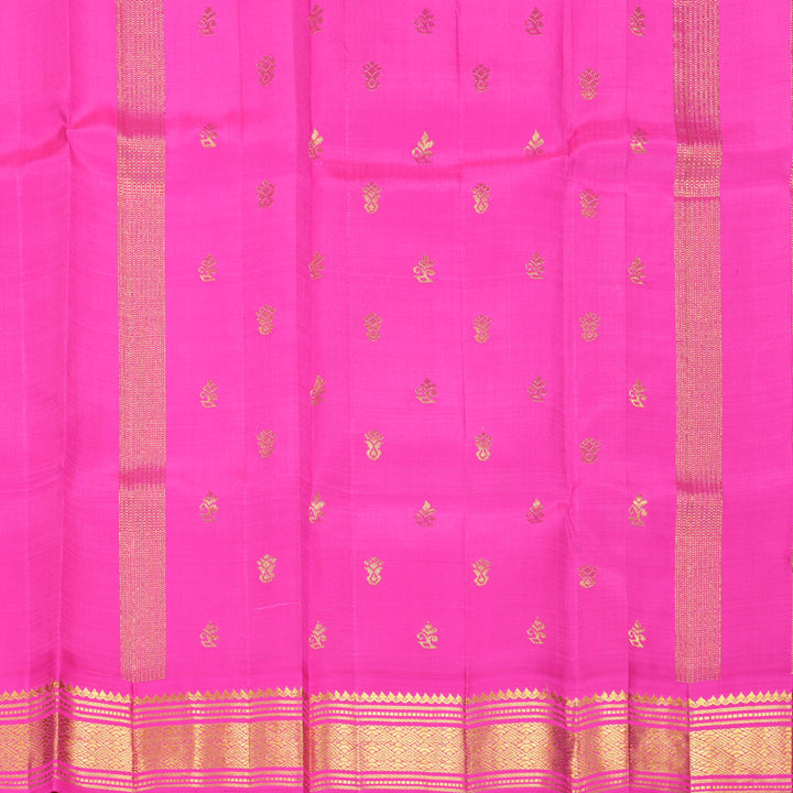 Hayagrivas Fluorescent Green Pure One-sided border Kanjivaram Silk Saree KBF696G1-56