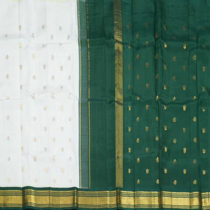 Hayagrivas White Pure One-sided border Kanjivaram Silk Saree KBF696G1-58