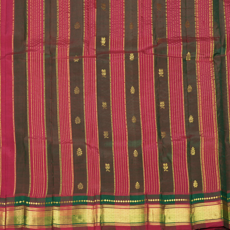 Hayagrivas Onion Pink Pure One-sided border Kanjivaram Silk Saree KBF696G3-1