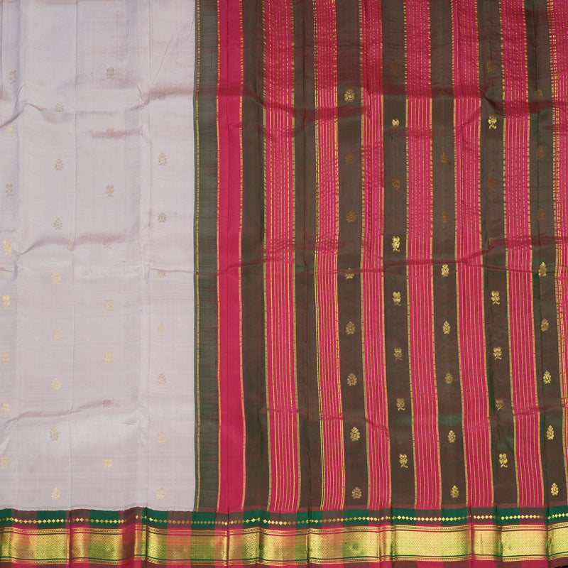 Hayagrivas Onion Pink Pure One-sided border Kanjivaram Silk Saree KBF696G3-1