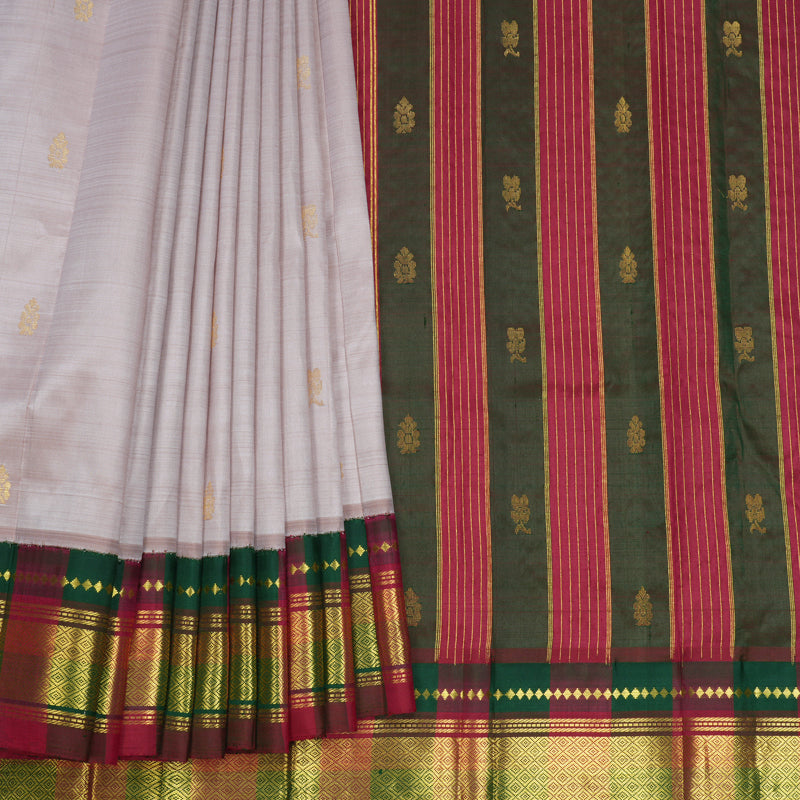 Hayagrivas Onion Pink Pure One-sided border Kanjivaram Silk Saree KBF696G3-1