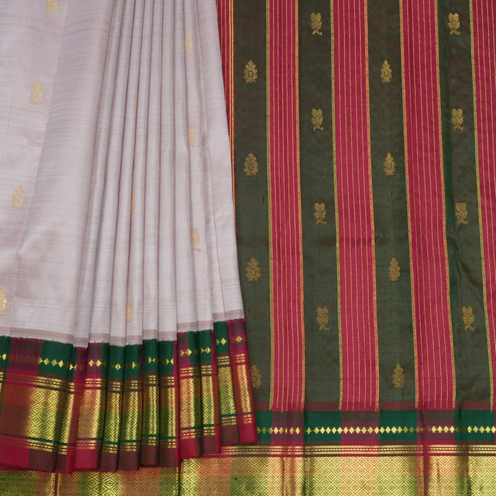 Hayagrivas Onion Pink Pure One-sided border Kanjivaram Silk Saree KBF696G3-1
