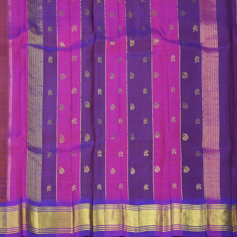Hayagrivas Peach Orange Pure One-sided border Kanjivaram Silk Saree KBF696G4-3