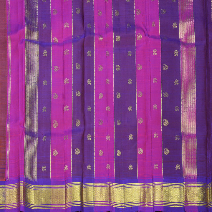 Hayagrivas Peach Orange Pure One-sided border Kanjivaram Silk Saree KBF696G4-3