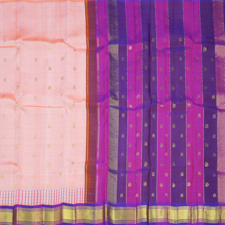Hayagrivas Peach Orange Pure One-sided border Kanjivaram Silk Saree KBF696G4-3