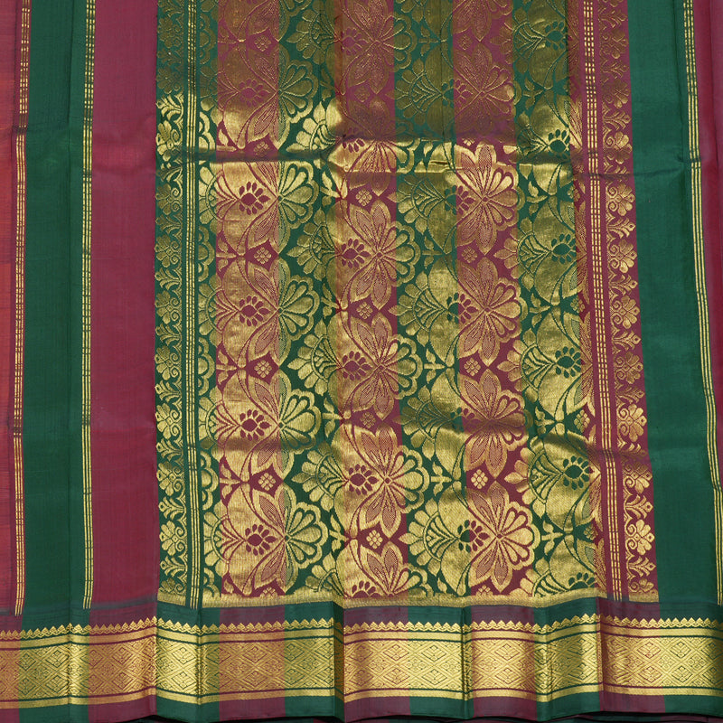 Hayagrivas Mango Yellow Pure One-sided border Kanjivaram Silk Saree KBF696G4-5