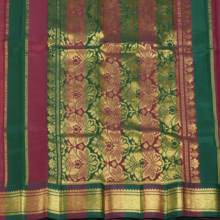 Hayagrivas Mango Yellow Pure One-sided border Kanjivaram Silk Saree KBF696G4-5