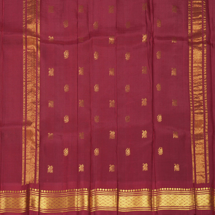 Hayagrivas Parrot Green Pure One-sided border Kanjivaram Silk Saree KBF696G5-4