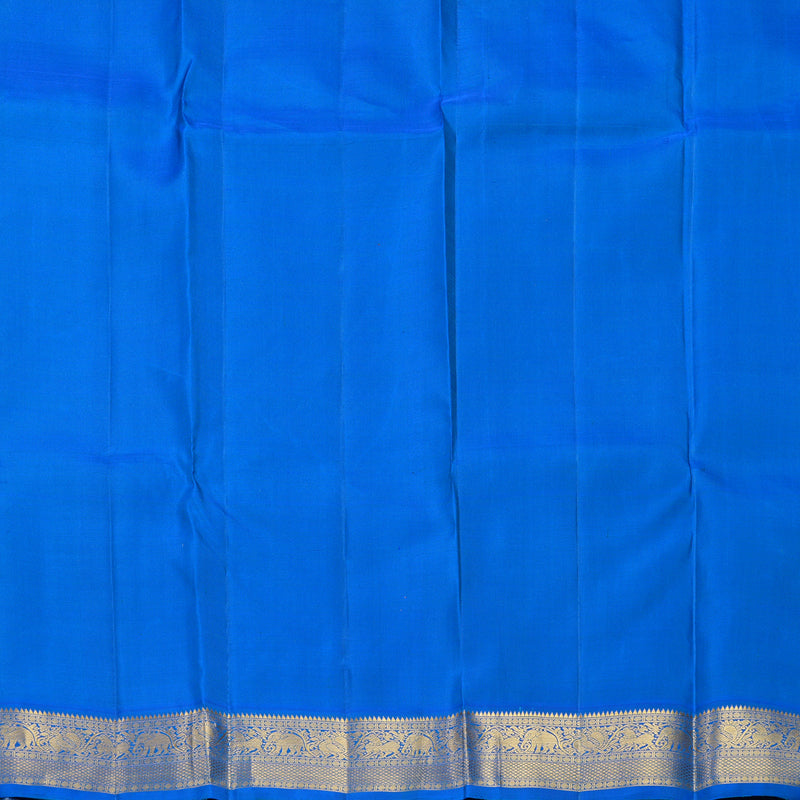 Hayagrivas Handloom Fluorescent Green Kanjivaram Silk Saree with Ananda Blue Border KBF697G1-4